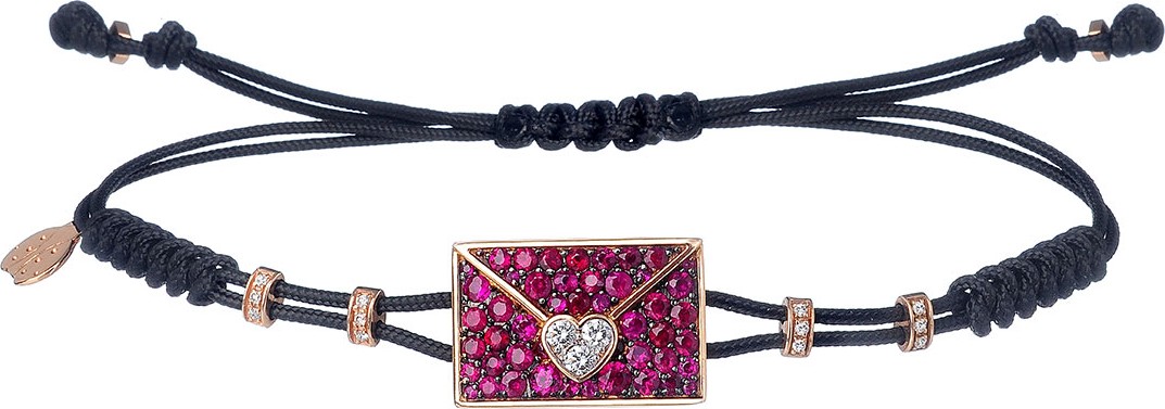 Pippo Perez 18k Ruby & Diamond Envelope Pull-Cord Bracelet