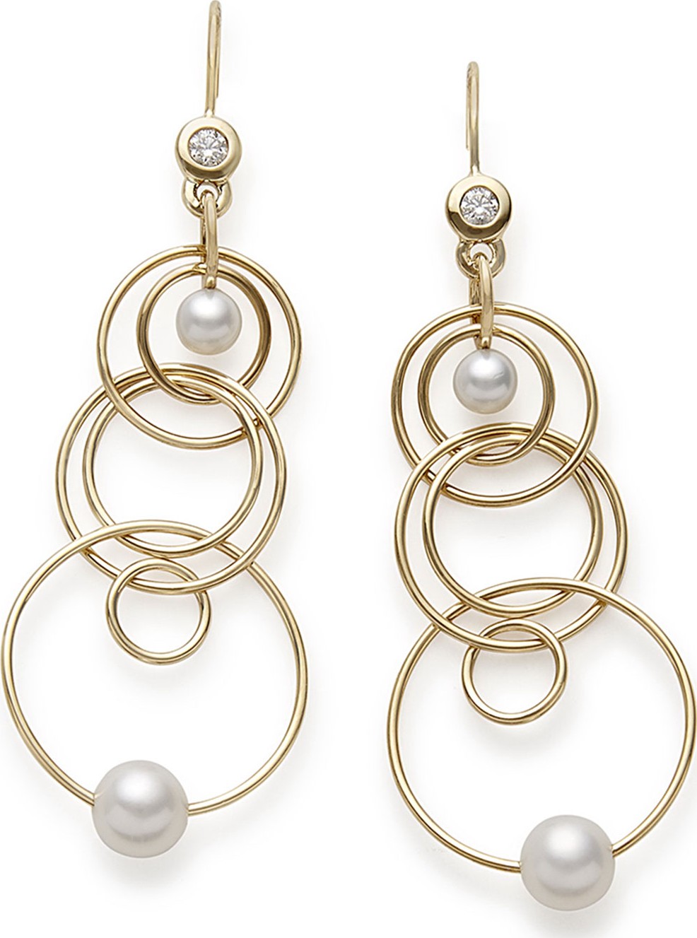 IPPOLITA 18k Gold  Nova Mini Jet Set Pearl & Diamond Dangle Earrings