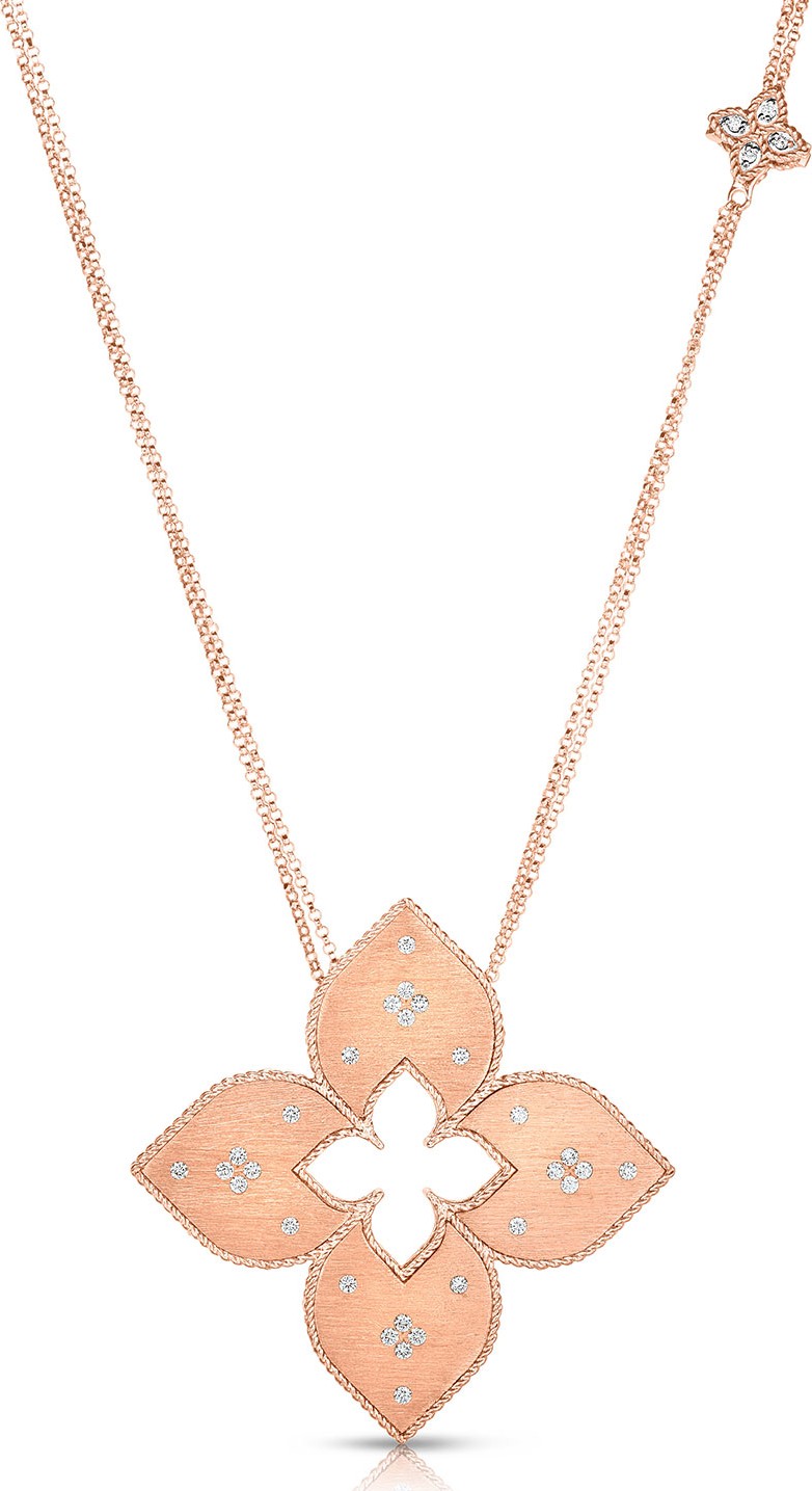 Roberto Coin Venetian Princess 18k Rose Gold Diamond Cutout Necklace