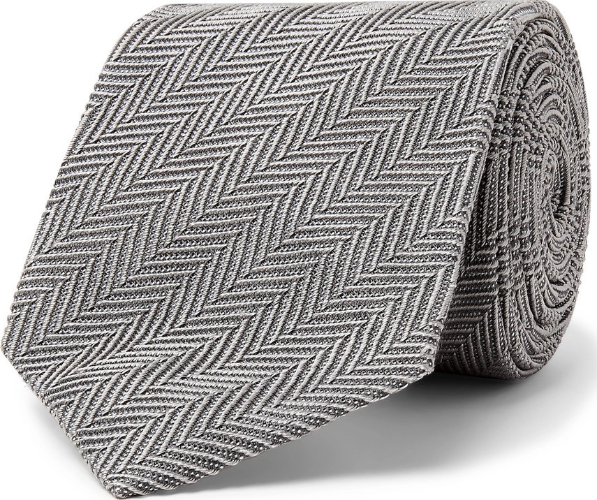 TOM FORD 8cm Herringbone Woven Silk and Cotton-Blend Tie