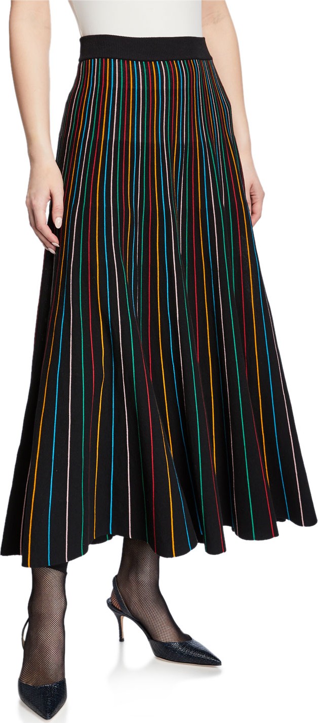 RED Valentino Rainbow Knit Midi Skirt
