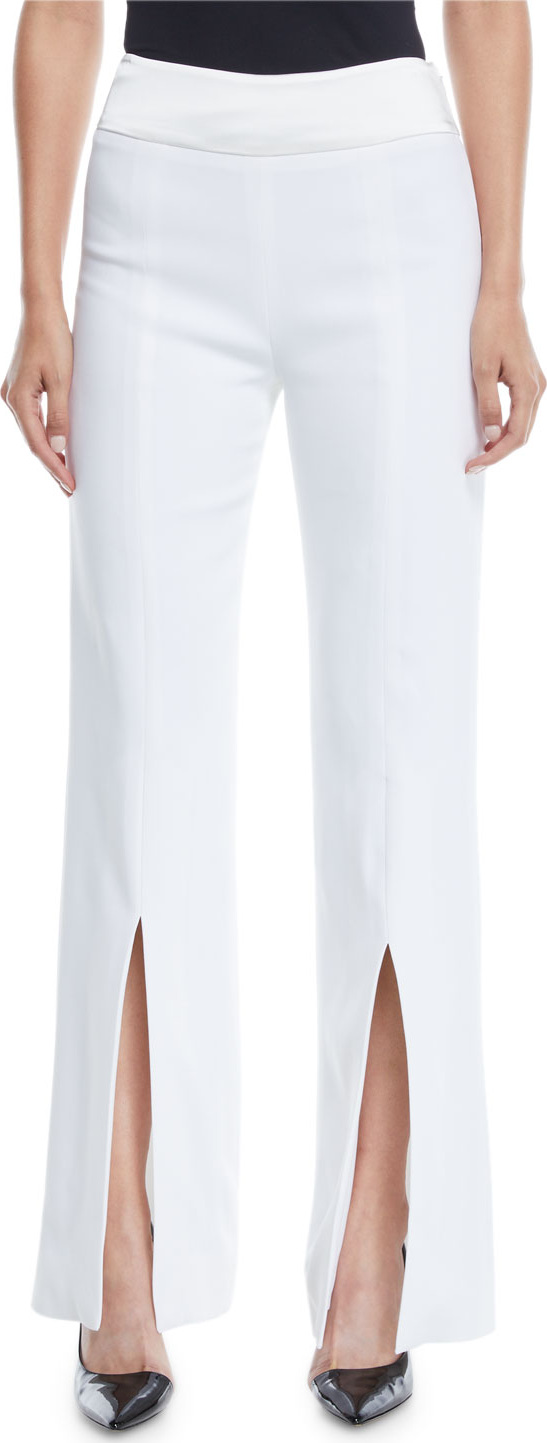 Jonathan Simkhai Satin-Combo Front-Slit Pants