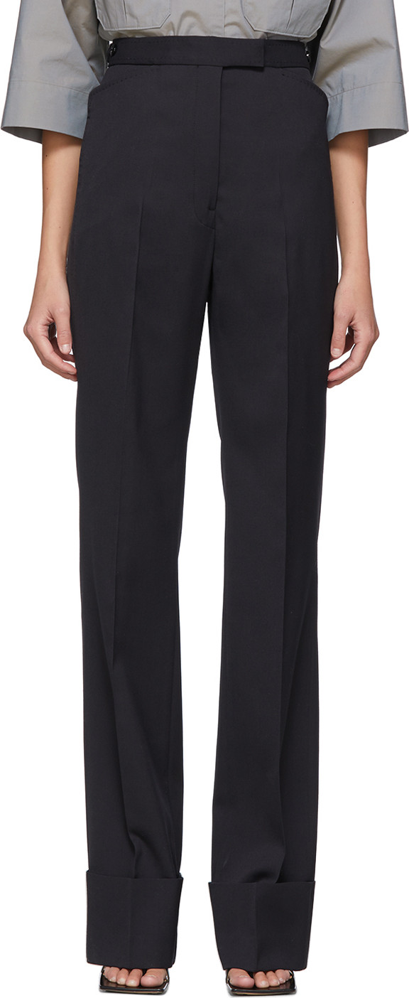 Lemaire Navy Wool Straight Trousers
