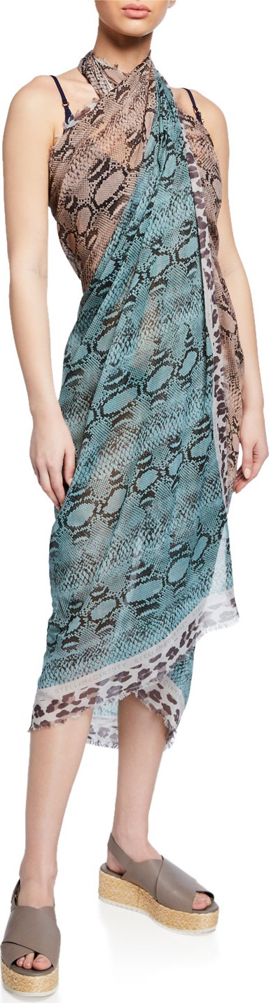 Stella McCartney Timeless Snake-Print Silk-Cotton Sarong