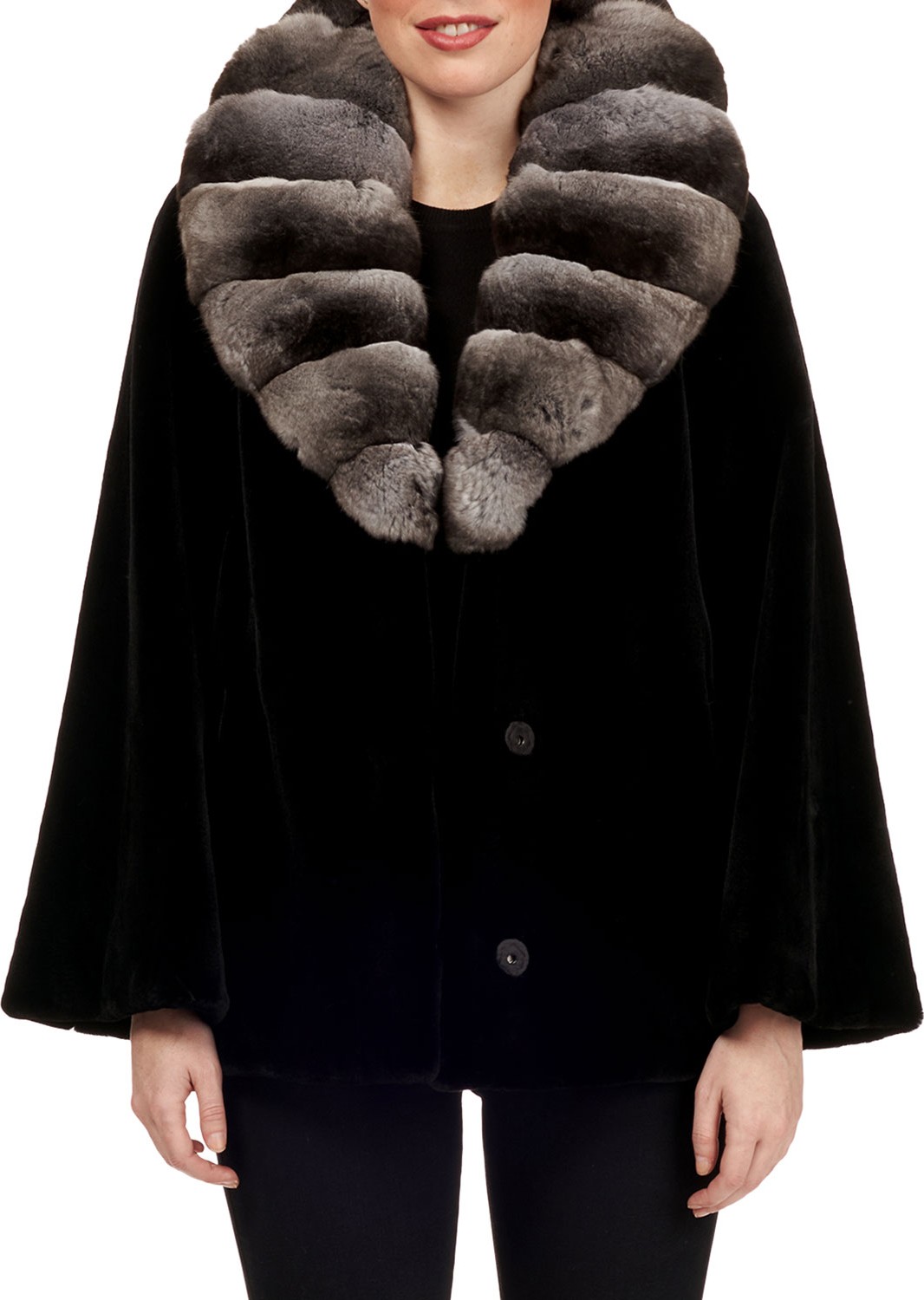 Gorski Sheared Mink Jacket w/ Chinchilla Shawl Collar Gorski Sheared Mink Jacket w/ Chinchilla Shawl Collar