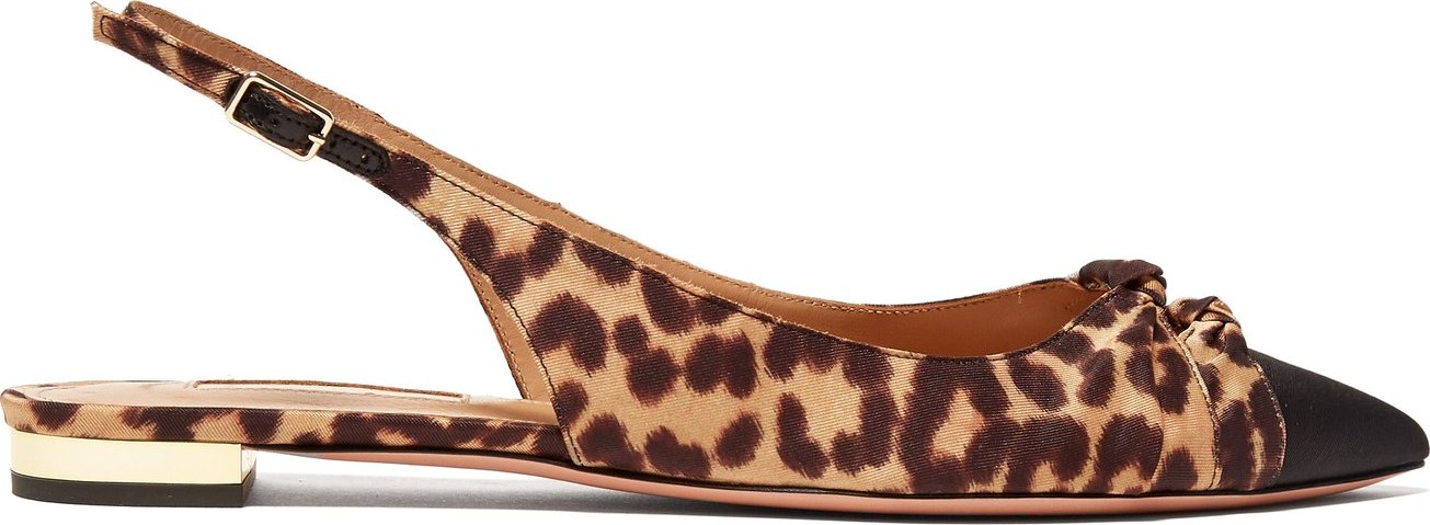 Aquazzura Mondaine knotted leopard-print flats