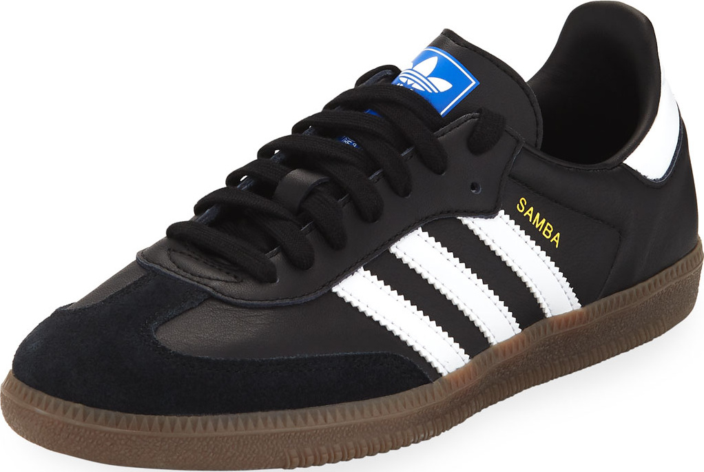 Adidas Samba Original Leather/Suede Sneakers, Black/White