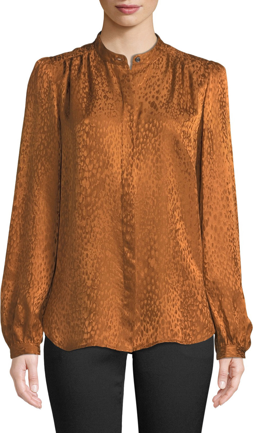 A.L.C. Owens Button-Front Silk Long-Sleeve Top