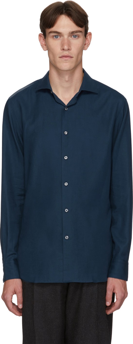 Ermenegildo Zegna Blue Cashmere Cashco Shirt