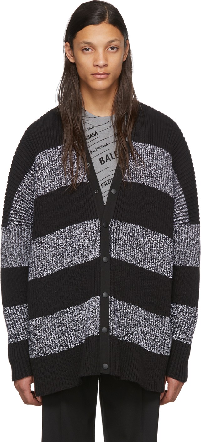 Balenciaga Black & White Stripey Cardigan