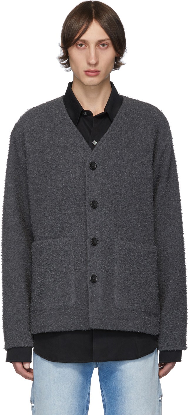 Our Legacy Grey Wool Shaggy Cardigan