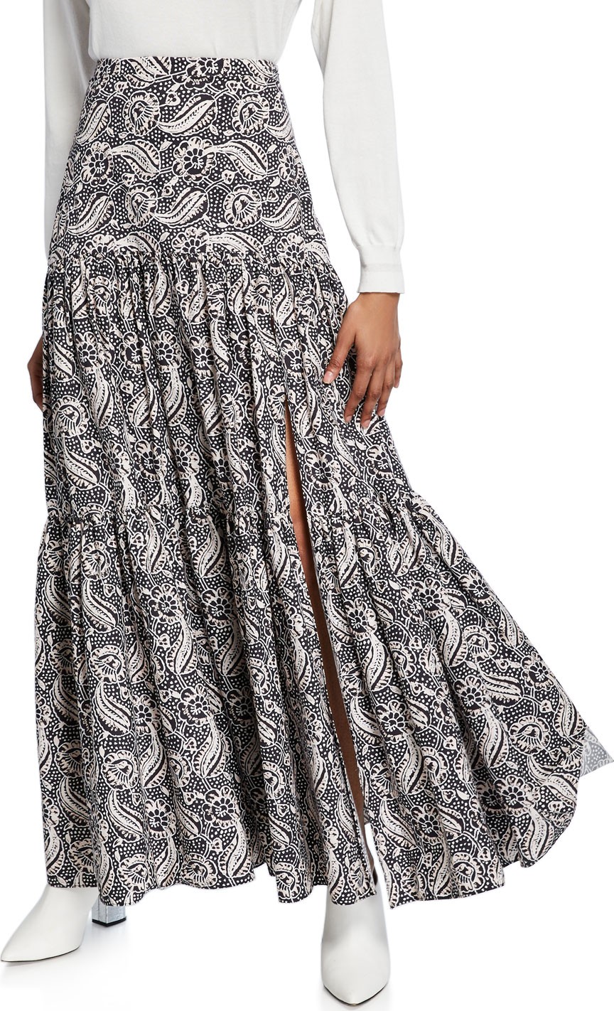 Veronica Beard Serence Printed Slit Maxi Skirt