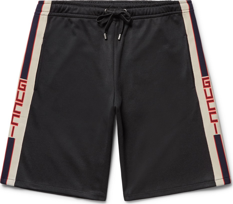Gucci Webbing-Trimmed Tech-Jersey Shorts