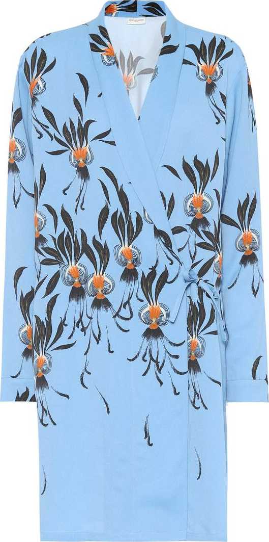 Dries Van Noten Printed crêpe coat