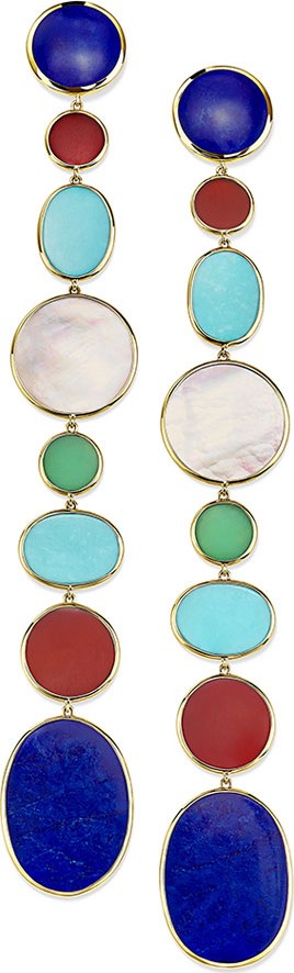 IPPOLITA 18K Polished Rock Candy Extra-Long Linear Earrings in Riviera Sky