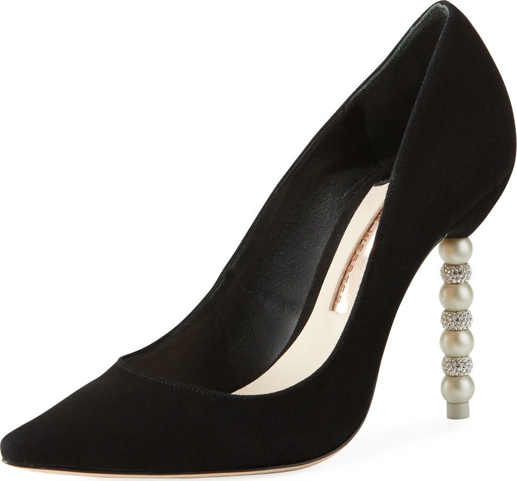Sophia Webster Coco Suede Ball-Heel Point-Toe Pumps