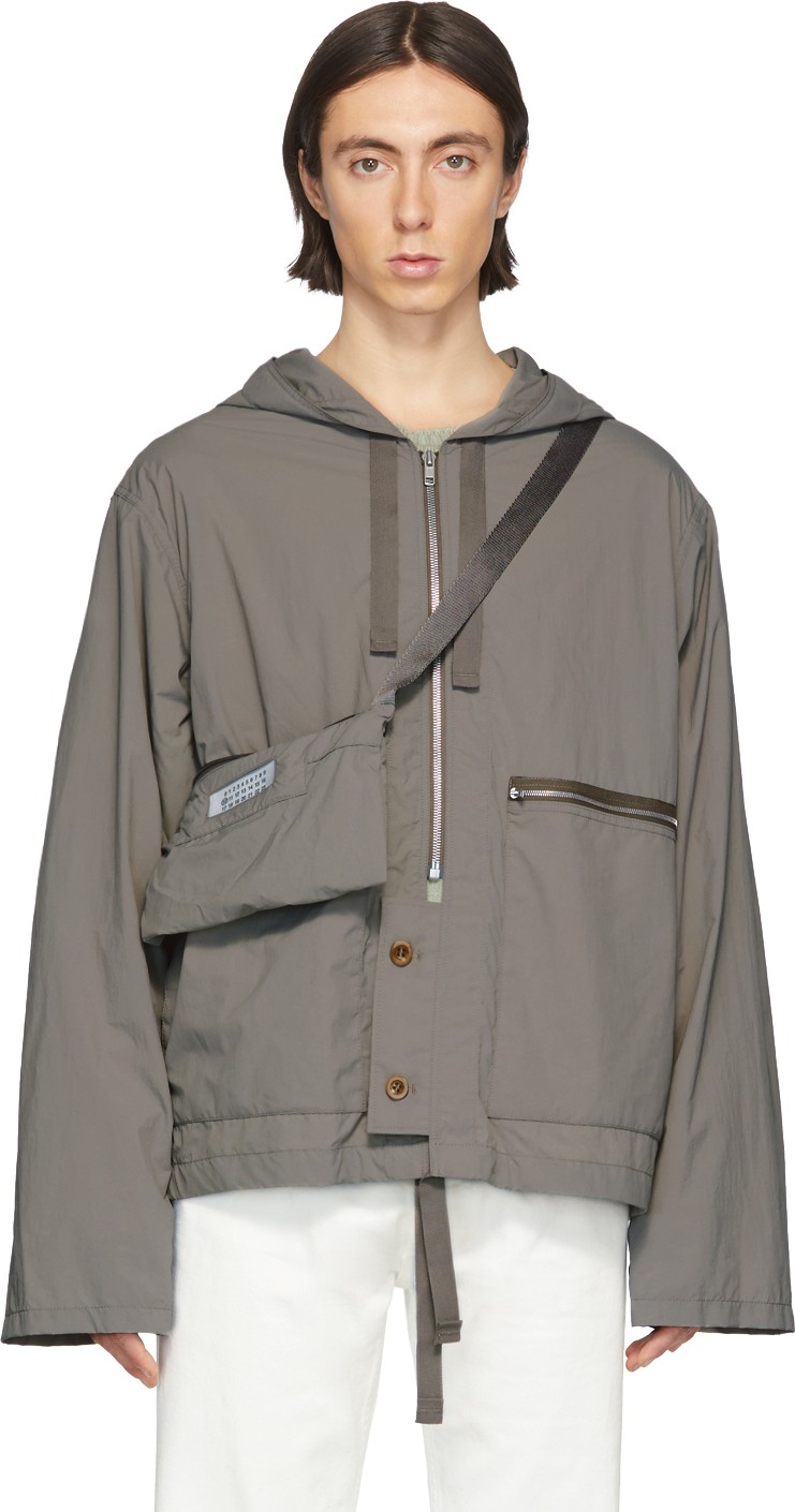 Maison Margiela Taupe Raw Resin Hooded Jacket