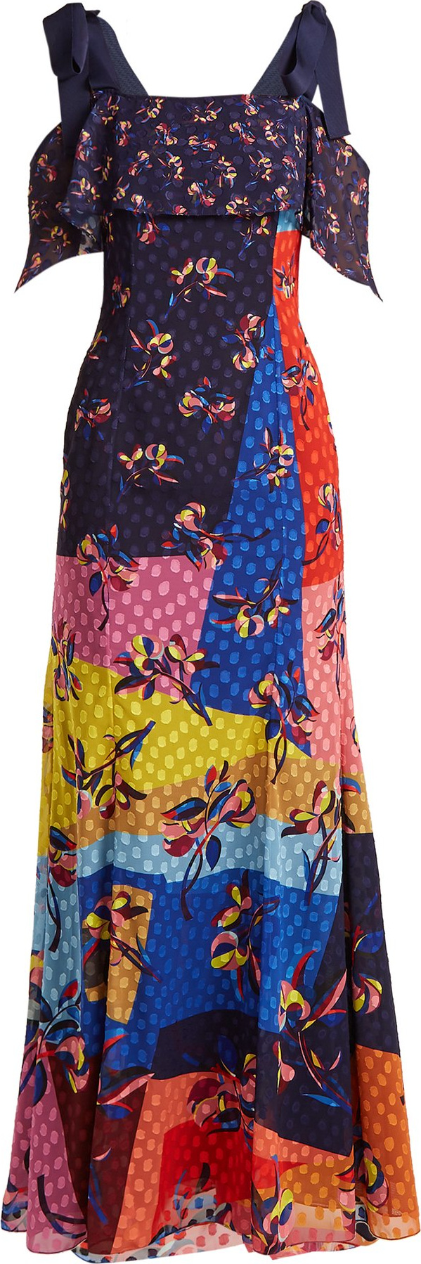 Mary Katrantzou Canasta floral and polka-dot fil-coupé gown