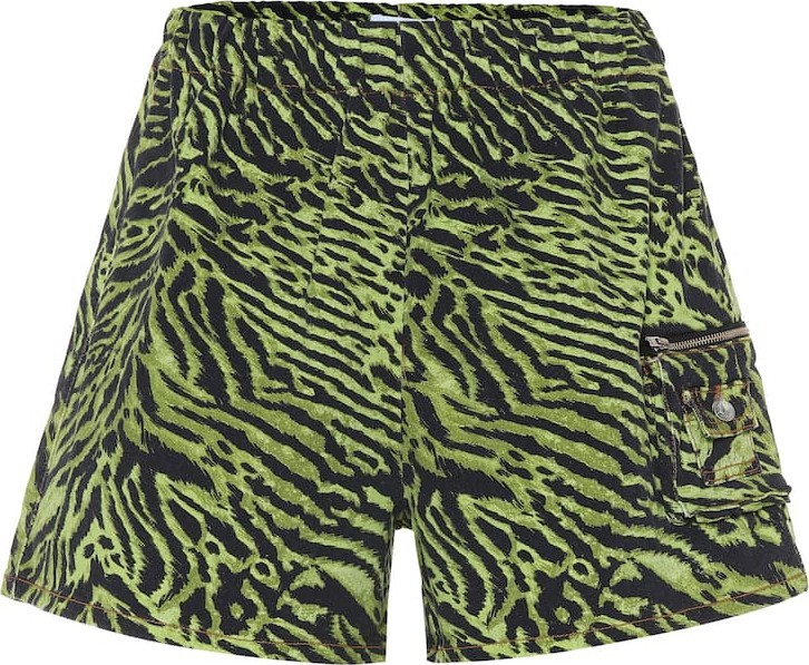 Ganni Tiger-print stretch-cotton shorts