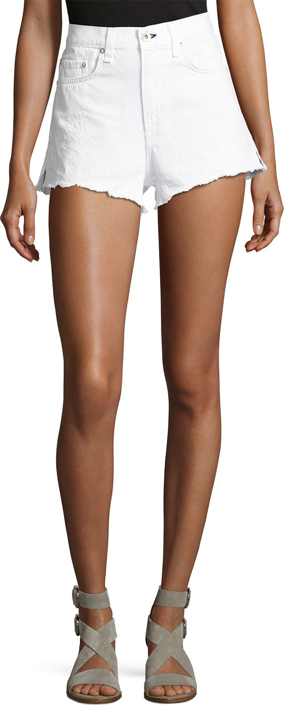Rag & Bone Justine High-Rise Cutoff Jean Shorts, White