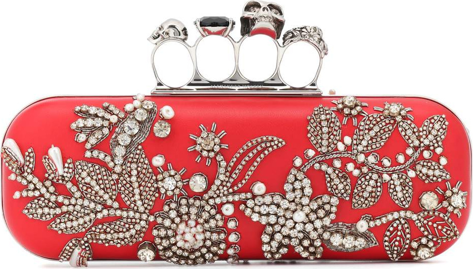 Alexander McQueen Embellished leather clutch