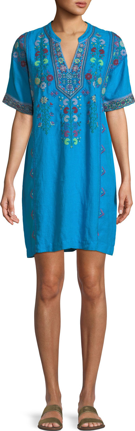 Johnny Was Clover Linen Embroidered Tunic