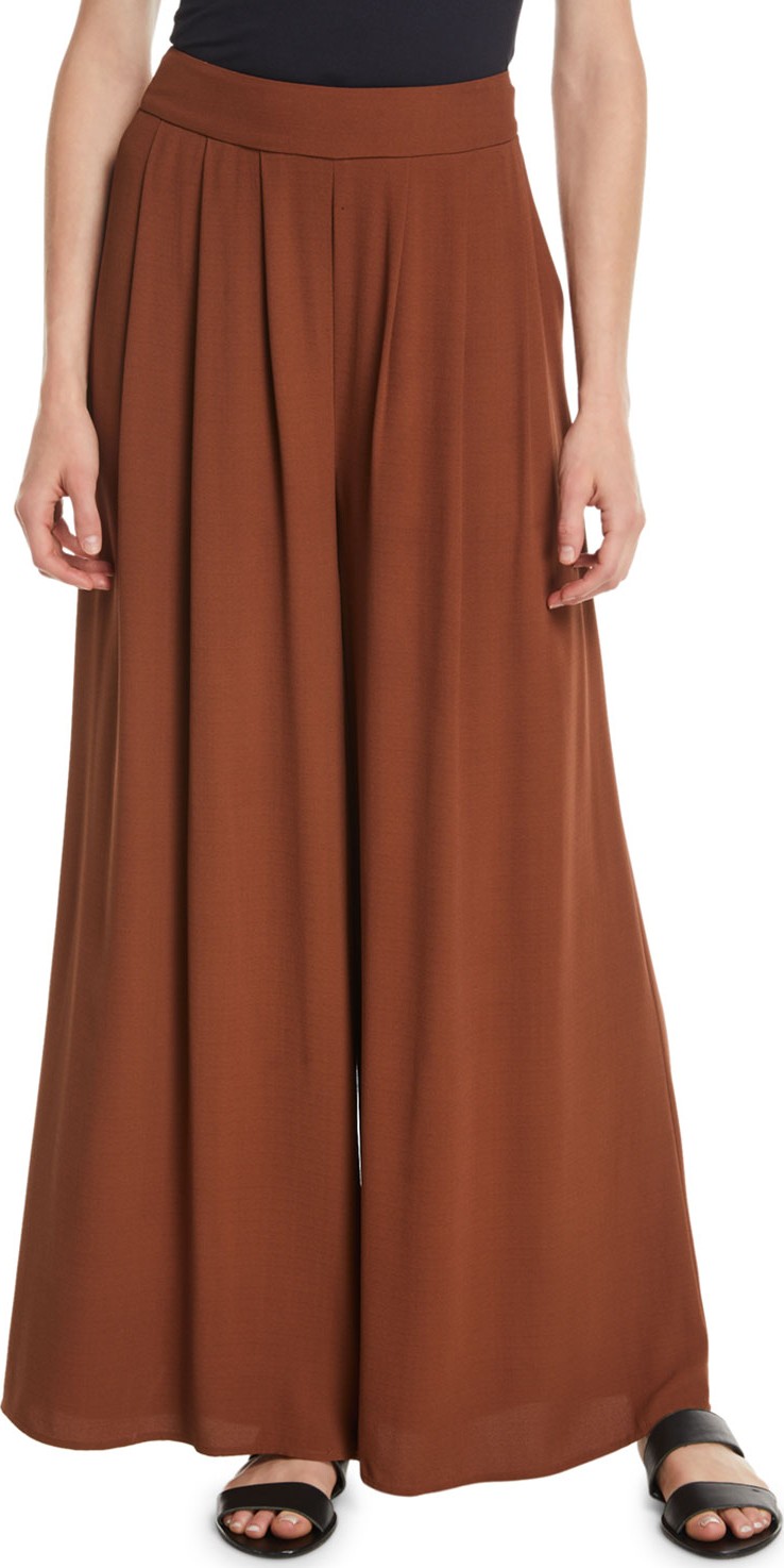 Eileen Fisher Silk Georgette Wide-Leg Pants
