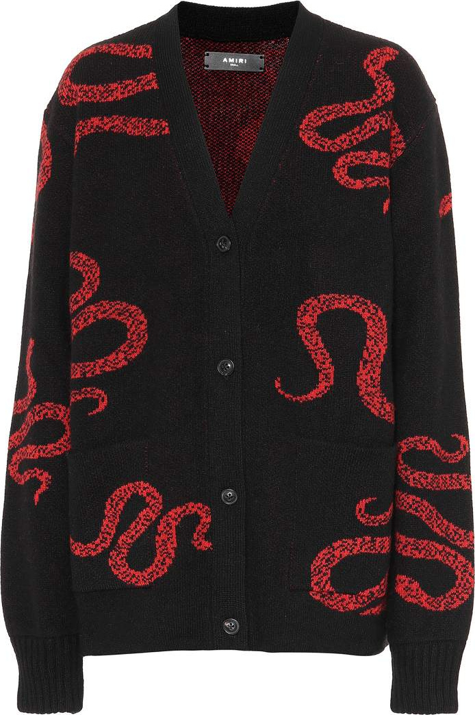Amiri Snake cashmere and wool cardigan