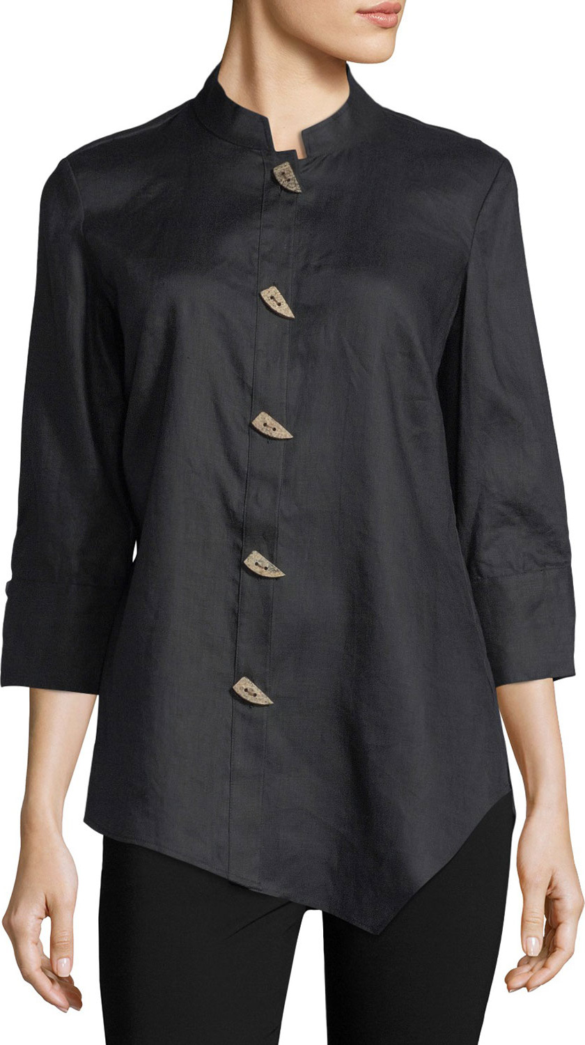 Go Silk Asymmetric Linen Blouse