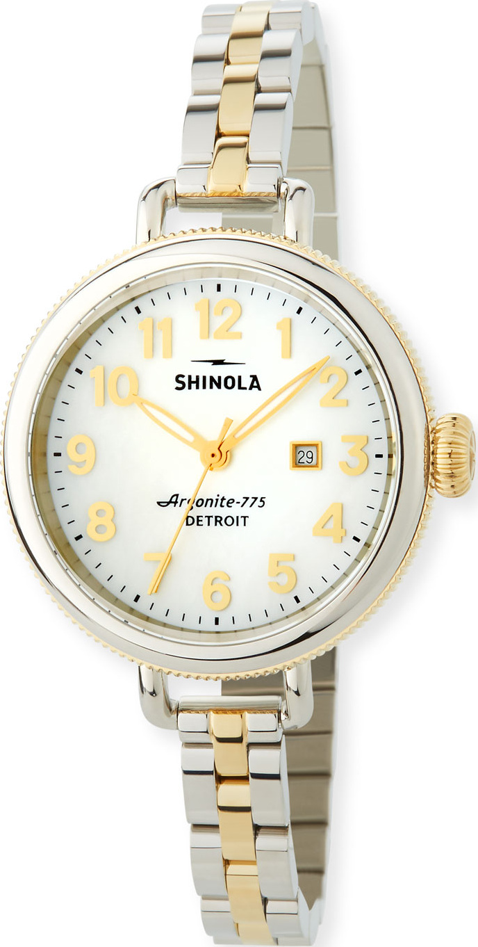 Shinola 34mm The Birdy Two-Tone Bracelet Watch