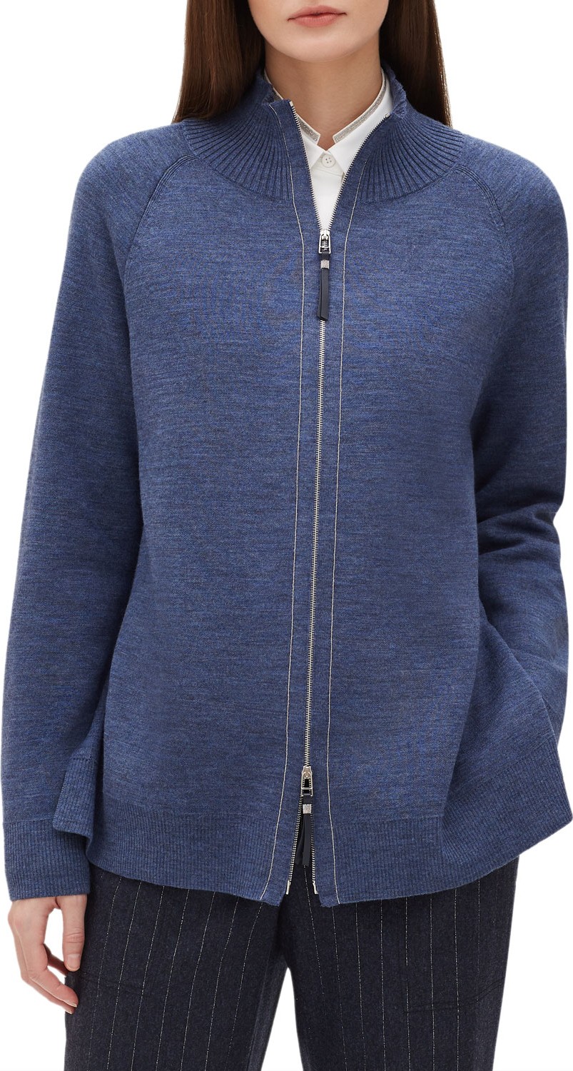 Lafayette 148 New York Zip-Front Plaited Cardigan