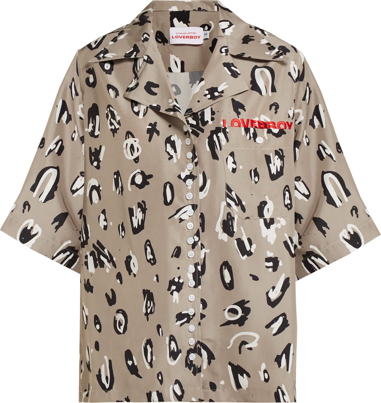 Charles Jeffrey Loverboy Leopard-print silk bowling shirt