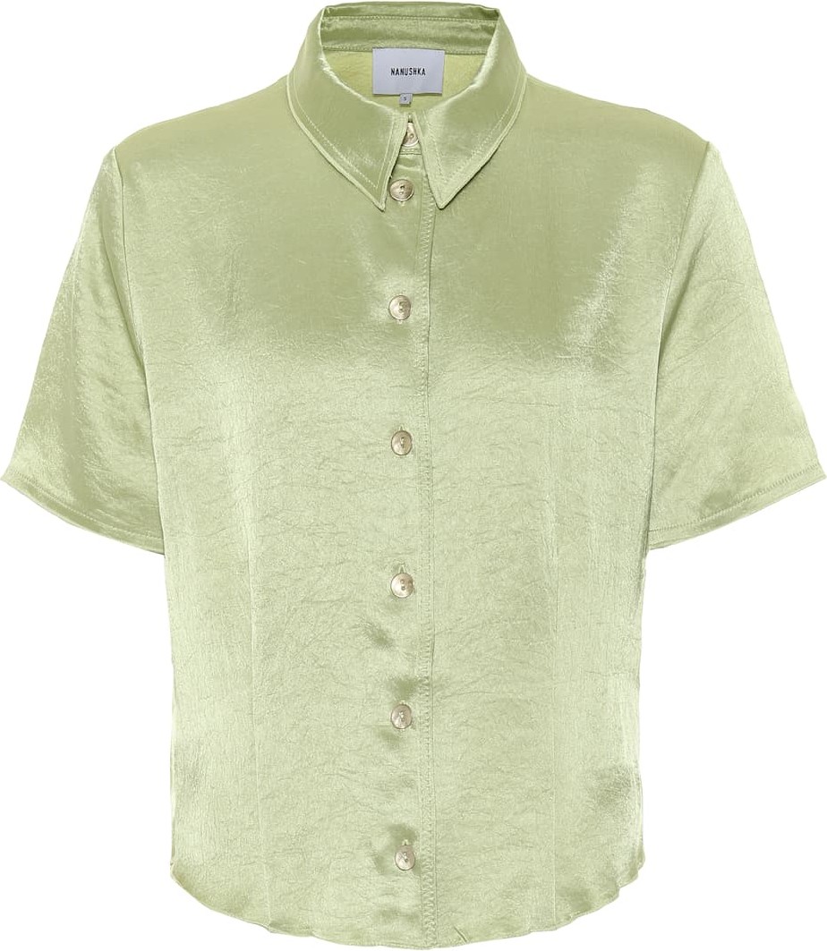 Nanushka Clare hammered-satin shirt