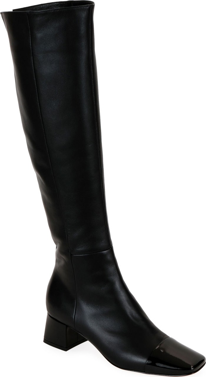 Gianvito Rossi Tall Leather Cap-Toe Knee Boots