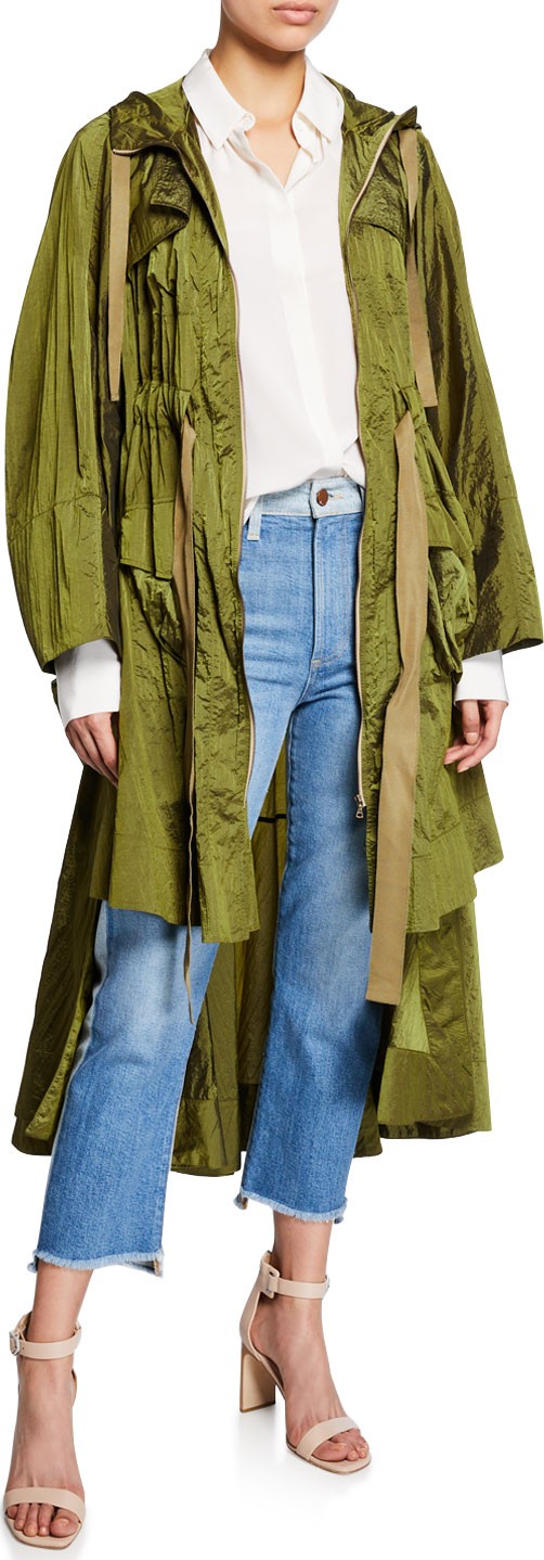 palmer//harding Brooke Hooded Tiered Ruffle Coat