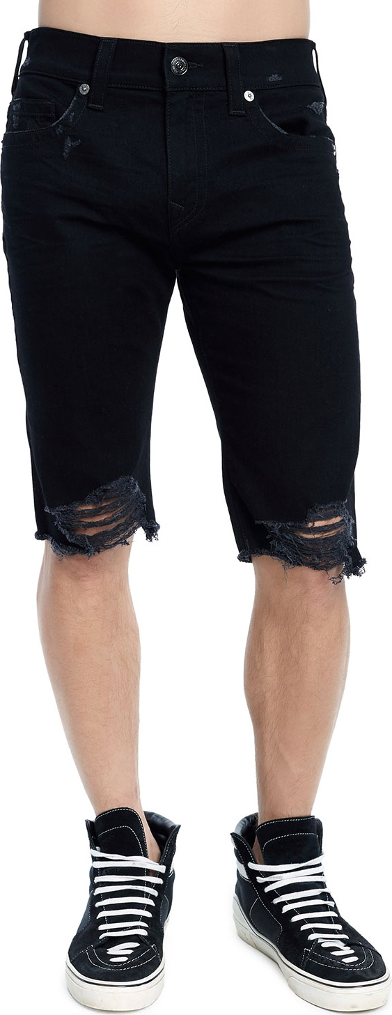 True Religion Men's Rocco Skinny Distressed Denim Shorts