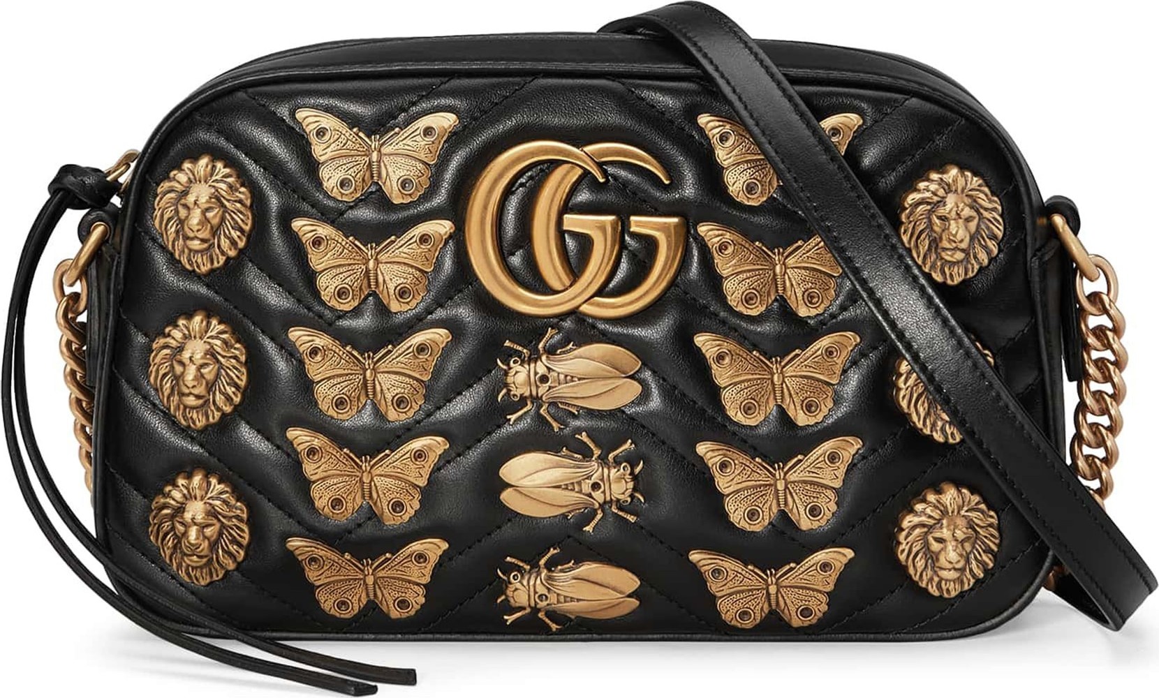 Gucci GG Marmont 2.0 Animal Studs Matelassé Leather Shoulder Bag