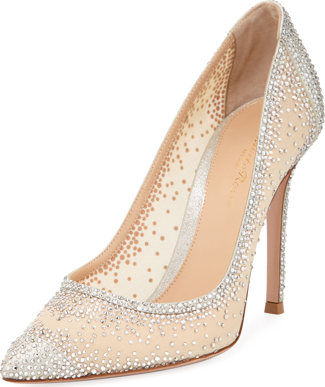 Gianvito Rossi Strass Pointed Metallic Pumps