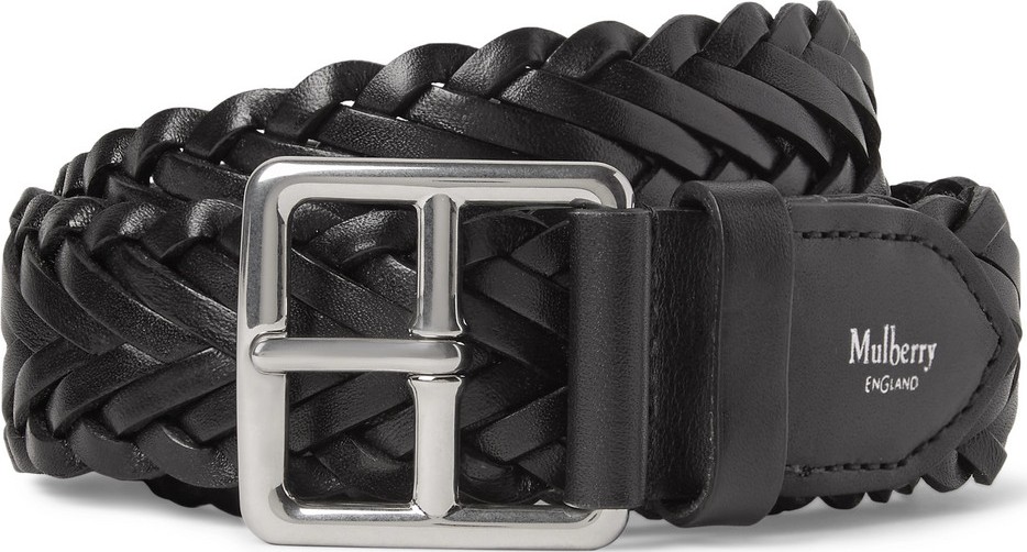 Mulberry 4cm Black Woven Leather Belt