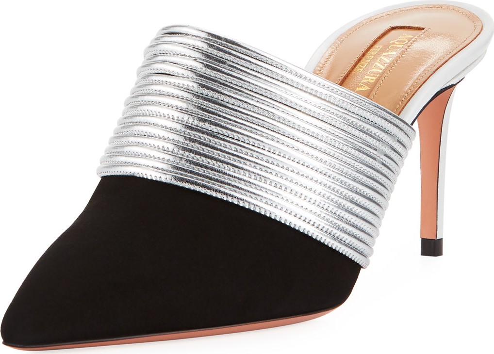 Aquazzura Rendez Vous Metallic Slide Mule