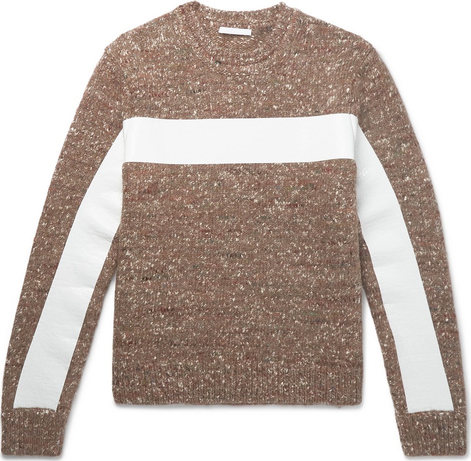 Helmut Lang Panelled Donegal Wool, Alpaca and Silk-Blend Sweater