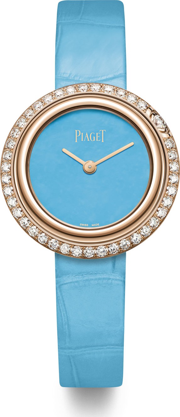 Piaget Possession 18k Rose Gold & Diamond Alligator Watch, Turquoise