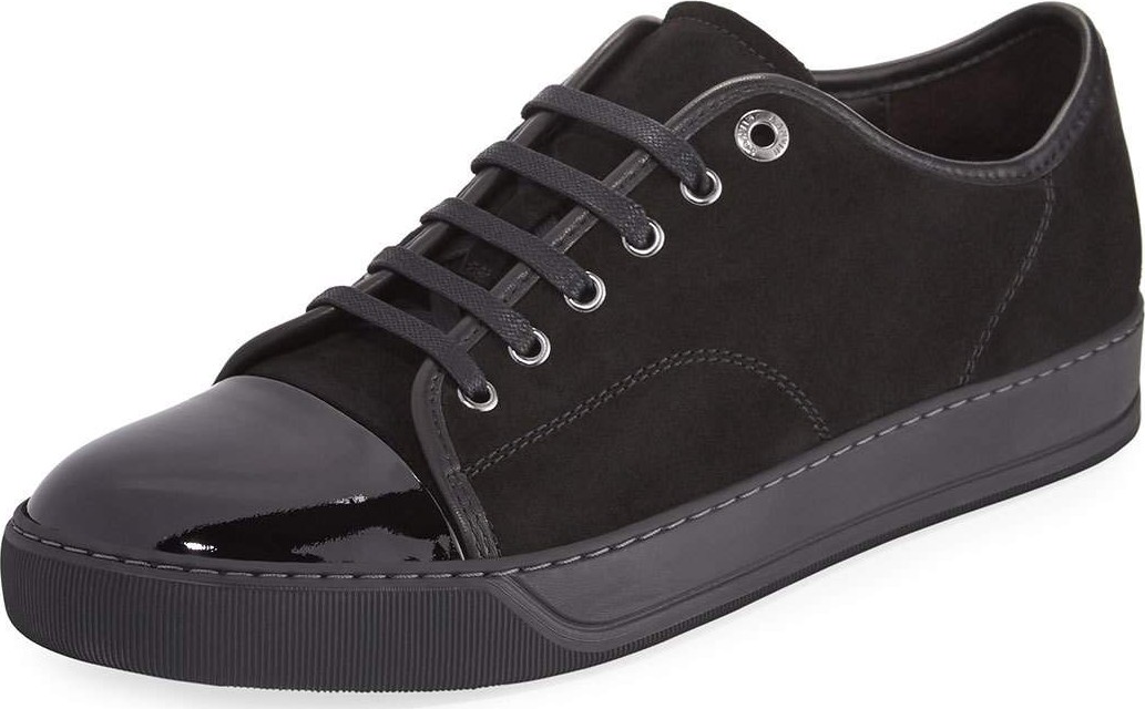 Lanvin Men's Suede & Patent Leather Low-Top Sneakers
