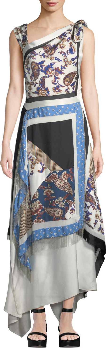 3.1 Phillip Lim Patchwork Handerkerchief Printed Silk Maxi Dress