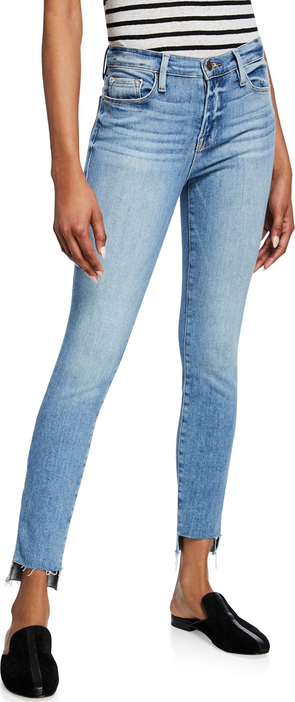 FRAME DENIM Le High Skinny Jeans with Staggered Raw Hem