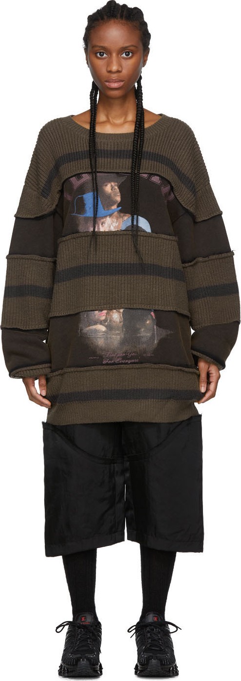 Telfar Brown Striped Knit Crewneck