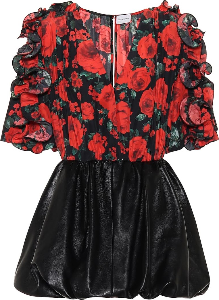 Magda Butrym Lleida floral silk and leather dress