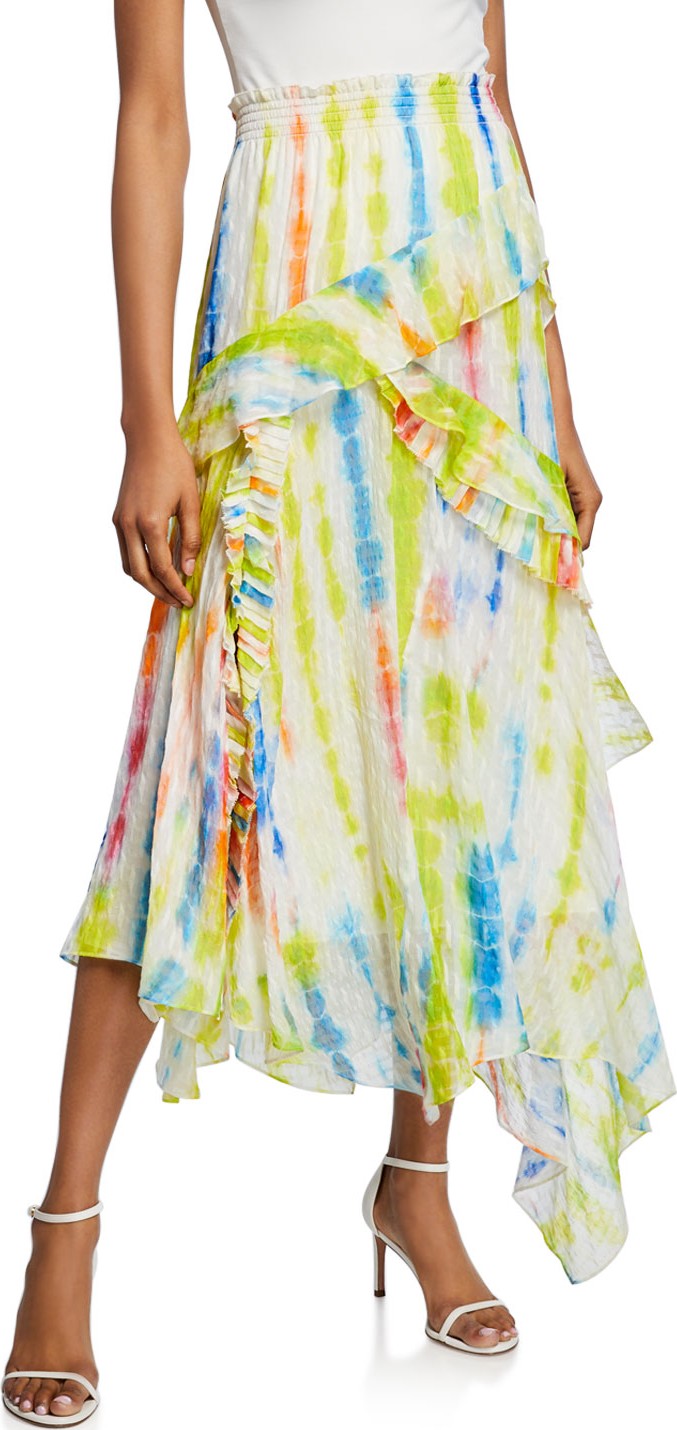 Tanya Taylor Teresa Tiered Ruffle Long Skirt