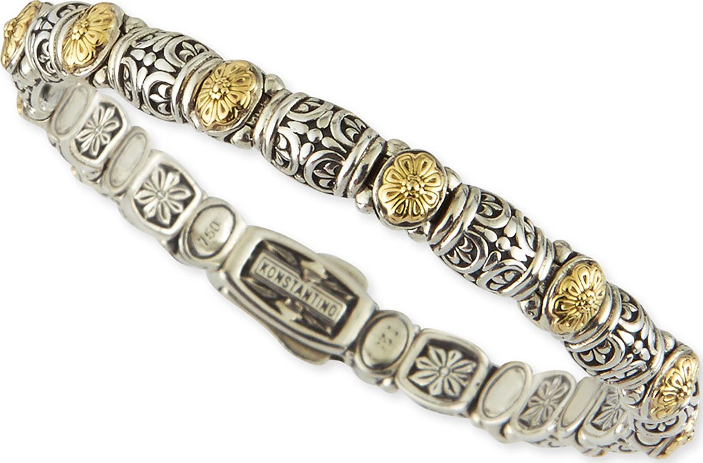 Konstantino Sterling Silver/18k Gold Dotted Clasp Bracelet