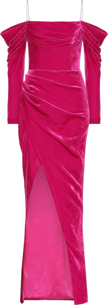 Rasario Silk-blend velvet corset gown